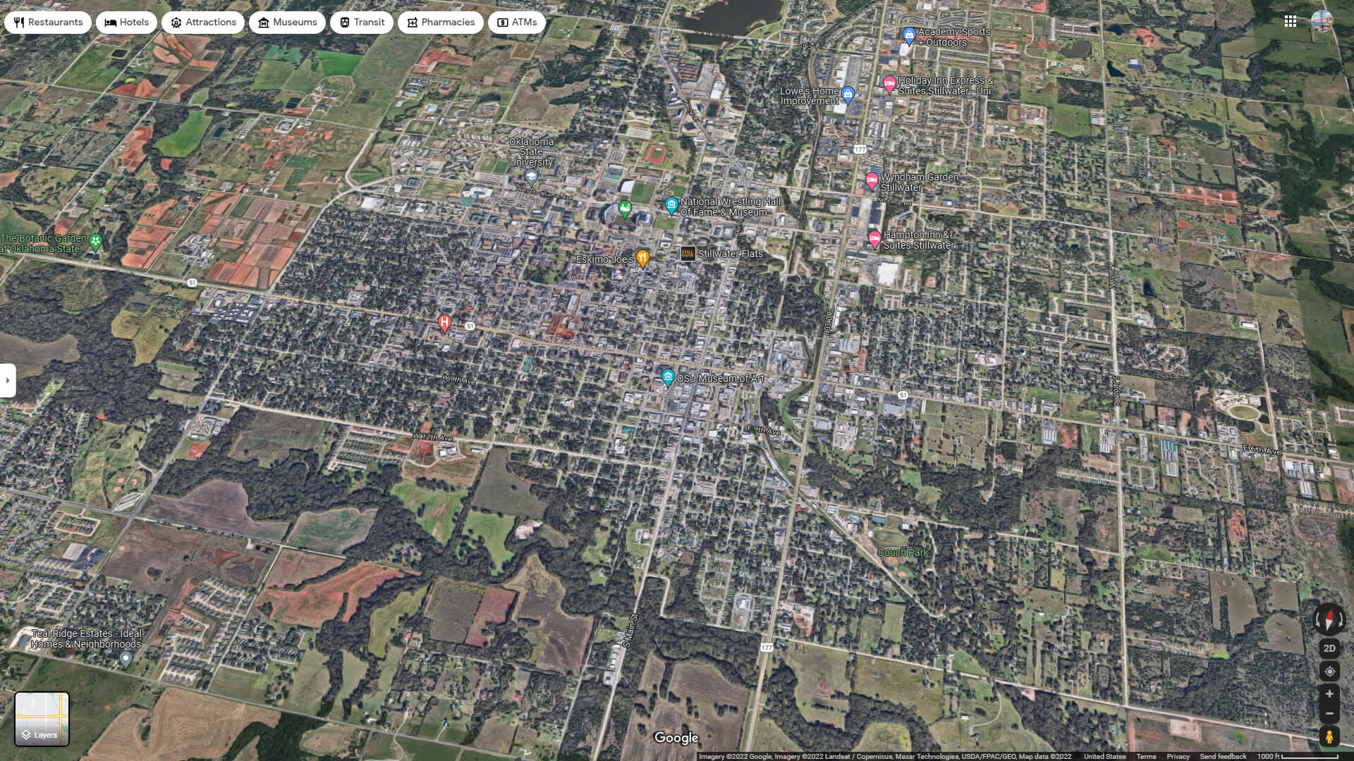 Stillwater Aerial Map Oklahoma